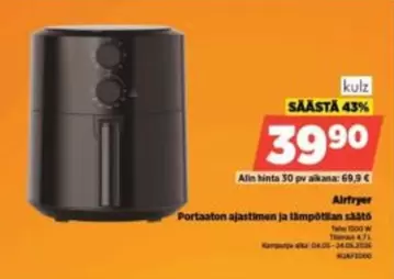 Ilmafriteerauslaite / Ilmakerroin? (Airfryer)