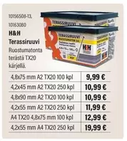 Terassiruuvi Ruostomatonta terästä TX20