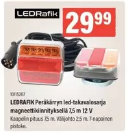Peräkärryn led-takavalosarja magneettikiinnityksellä 7,5 m 12 V