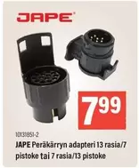 Peräkärryn adapteri 13 rasia/7 pistoke tai 7 rasia/13 pistoke 10131851-2