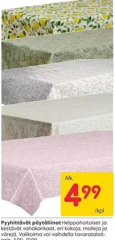 Pyyhittävät pöytäliinat