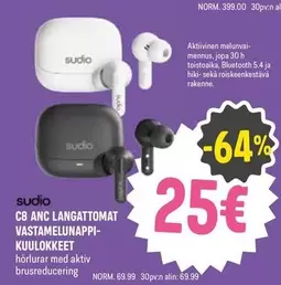 C8 ANC LANGATTOMAT VASTAMELUNAPPI-KUULOKKEET