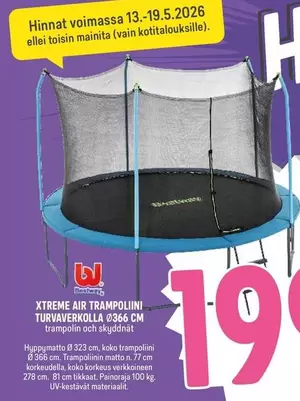 XTREME AIR TRAMPOLIINI TURVAVERKOLLA Ø366 CM