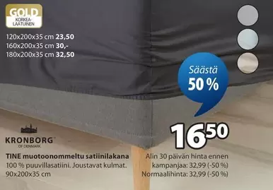 TINE muotoonommeltu satiinilakanat
