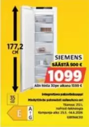 Siemens - Integroitava pakastinlaite