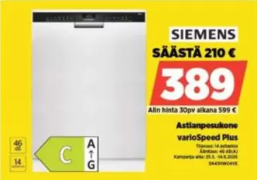 Siemens - Astianpesukone varioSpeed Plus