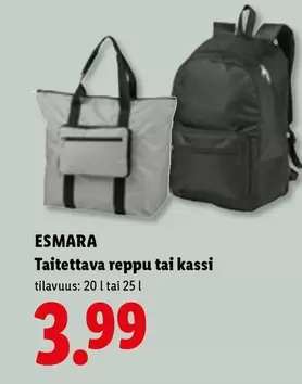Taitettava reppu tai kassi
