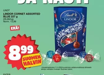 LINDT LINDOR CORNET ASSORTED BLUE