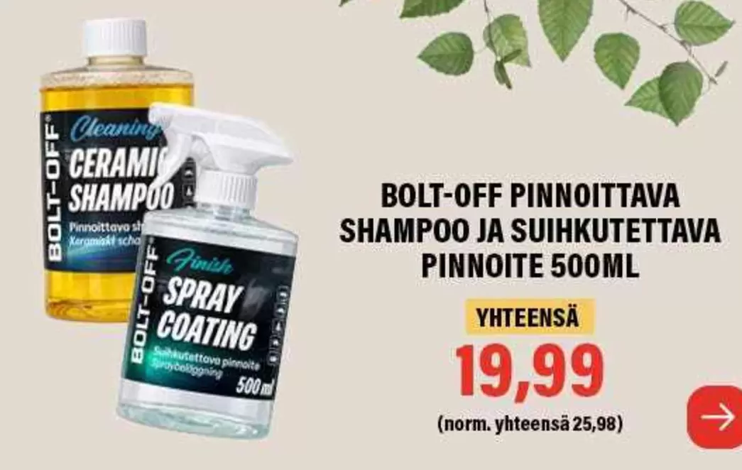 PINNOITTAVA SHAMPOO JA SUIHKUTETTAVA PINNOITE 500ML