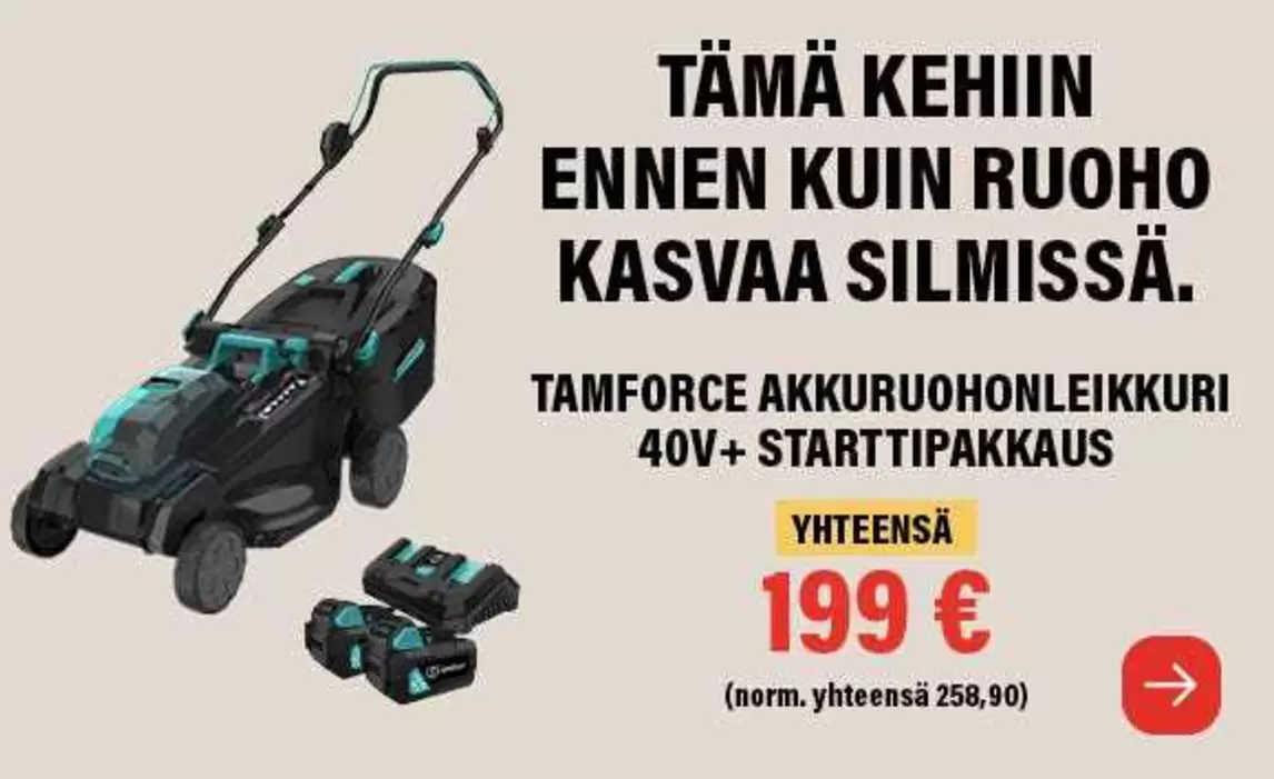 TAMFORCE AKKUORUOHONLEIKKURI 40V+ STARTTIPAKKAUS