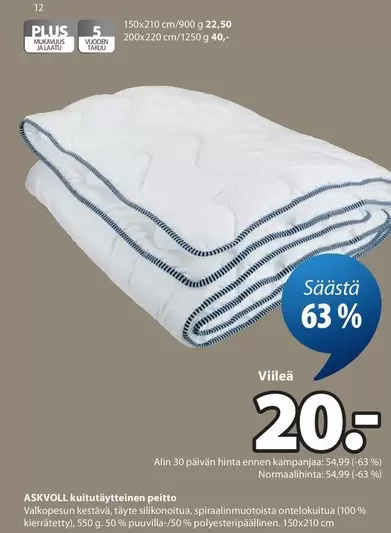 ASKVOLL kuittäytteen peite