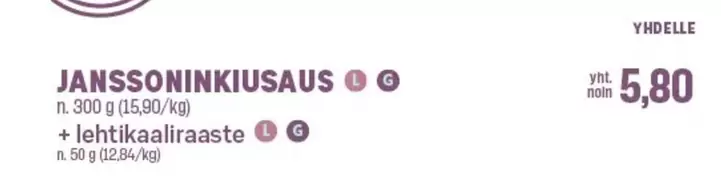JANSSONINKIUSAUS + lehtikaaliraaste
