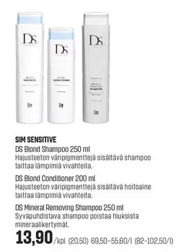 DS - Blond Shampoo 250 ml, Blond Conditioner 200 ml, Mineral Removing Shampoo 250 ml