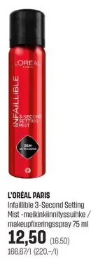 Infaillible 3-Second Setting Mist -mesikkiinnytyssuihke / makeupfixeringsspray 75 ml