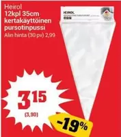 kertakäyttöinen pursotinpussi