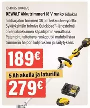 Dewalt - Akkutrimmeri 18 V runko Tehokas hiiliharjaton trimmeri 36 cm leikkuuleveydellä
