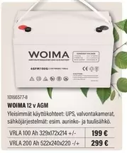 12 v AGM VRLA 100 Ah / 200 Ah