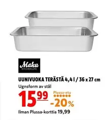 UUNIVUOKA TERÄSTÄ 4,4 l / 36 x 27 cm
