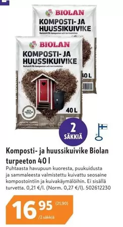 Komposti- ja huussikuivike turpeeton 40 l