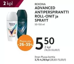 ADVANCED ANTIPERSPIRANTTI ROLL-ON IT ja SPRAYT