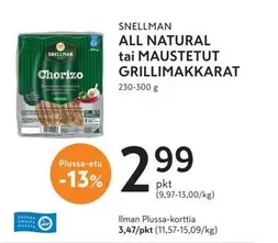 Chorizo tai maustetut grillimakkara