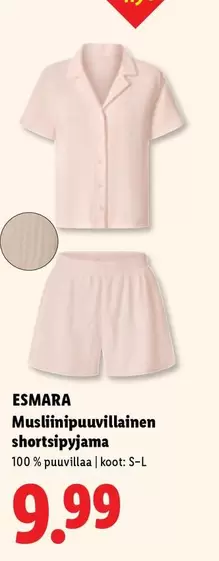 Musliinipuuvillainen shortsipyjama