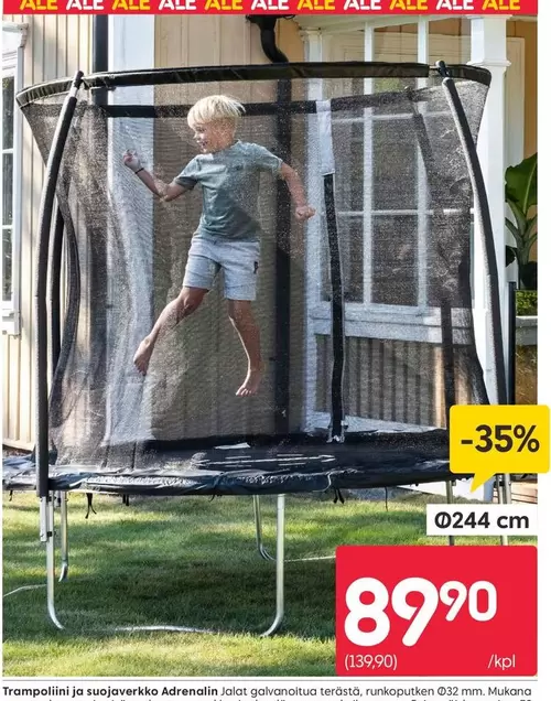 Trampolini ja suojaverkko Adrenalin