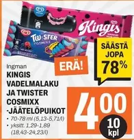 KINGIS VADELMALAKU JA TWISTER COSMXX -JÄÄTELÖPUJIKOT