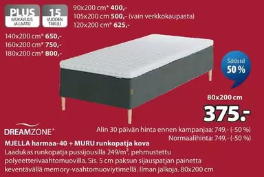 MJELLA harmaa-40 + MURU runkopatja kova