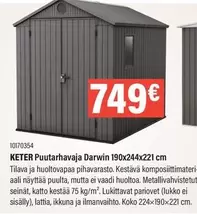 Lukko - Puutarhavaja Darwin 190x244x221 cm (10170354)
