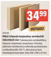 PISLA Tulipesän korjauslevy vermikuliitti 500x300x25 mm