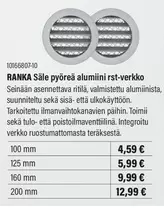 RANKA Säle pyöreä alumiini rst-verkko 10166807-10