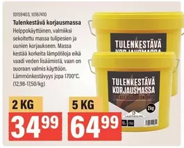 Tulenkenstävä korjausmassa