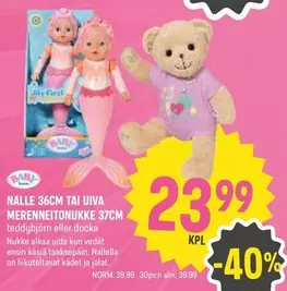 Baby Born - Nalle 36cm tai uiva merenneitounukke 37cm