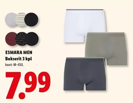 ESMARA MEN Bokserit 3 kpl
