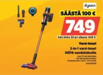 2-in-1 varsi-imuri HEPA-suodatuksella