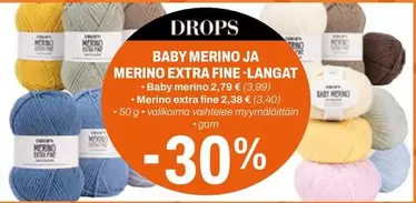 BABY MERINO JA MERINO EXTRA FINE -LANGAT