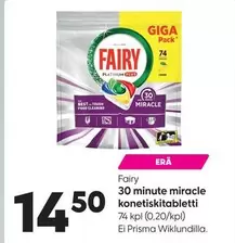 30 minute miracle konetiskitabletti 74 kpl (0,20/kpl)