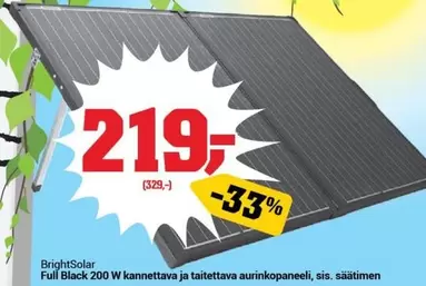 Full Black 200 W kannettava ja taitettava aurinkopaneeli