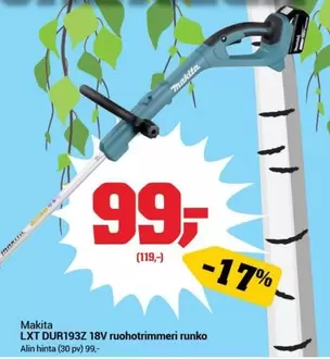 Makita - LXT DUR193Z 18V ruohontrimmeri runko