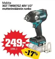 Makita - XGT TW007GZ 40V 1/2" mutterinväännin runko