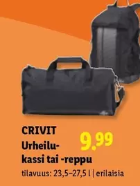 Urheilu-kassi tai -reppu