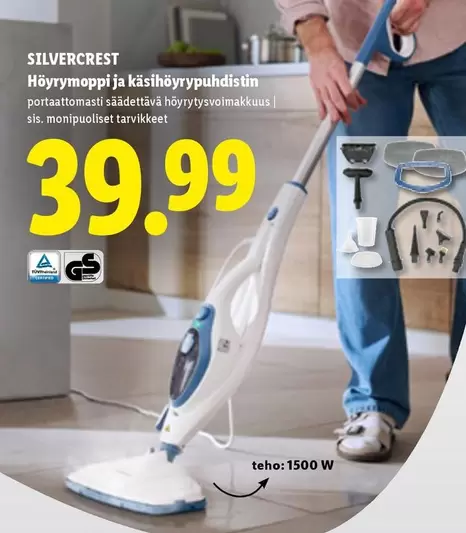 Höyrymoppi ja käsihöyrypuhdistin