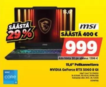 Core - 15,6" Pelikannettava NVIDIA GeForce RTX 5060 8 Gt