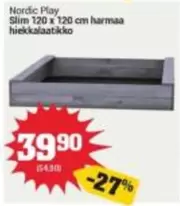 Nordic - Slim 120 x 120 cm hiekkalaatikko