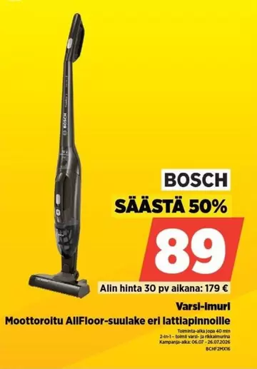 Moottoroitu AllFloor-suulake eri lattiapinnoille
