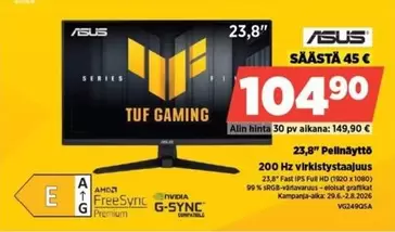 Asus - TUF GAMING 23,8" Pellnätto