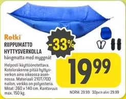 RIIPPUMATTO HYTTYSVERKOLLA