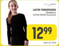 LASTEN TRIKOOPUSERO trikåskjorta 122/128-158/164 lila ja musta