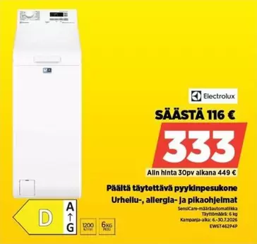 Päältä täytettävä pyykinpesukone